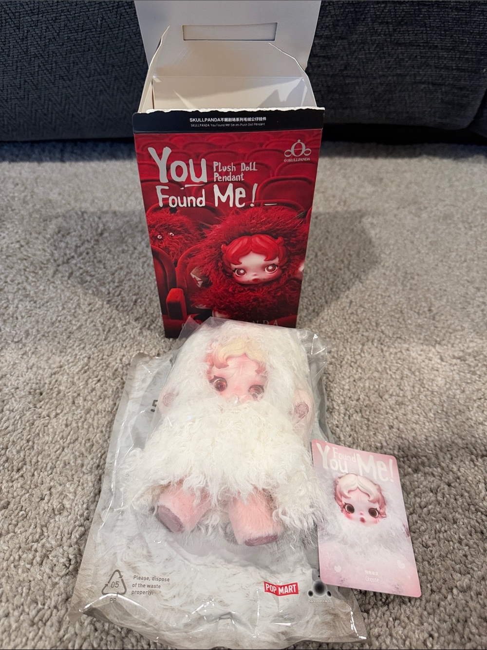 Brand New You Found Me! Skullpanda Plush Doll Pendant - Ghostie